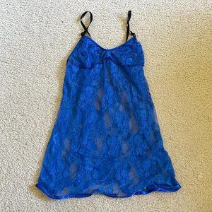 Lacy Floral Lingerie Dress in Blue Sz XS EUC